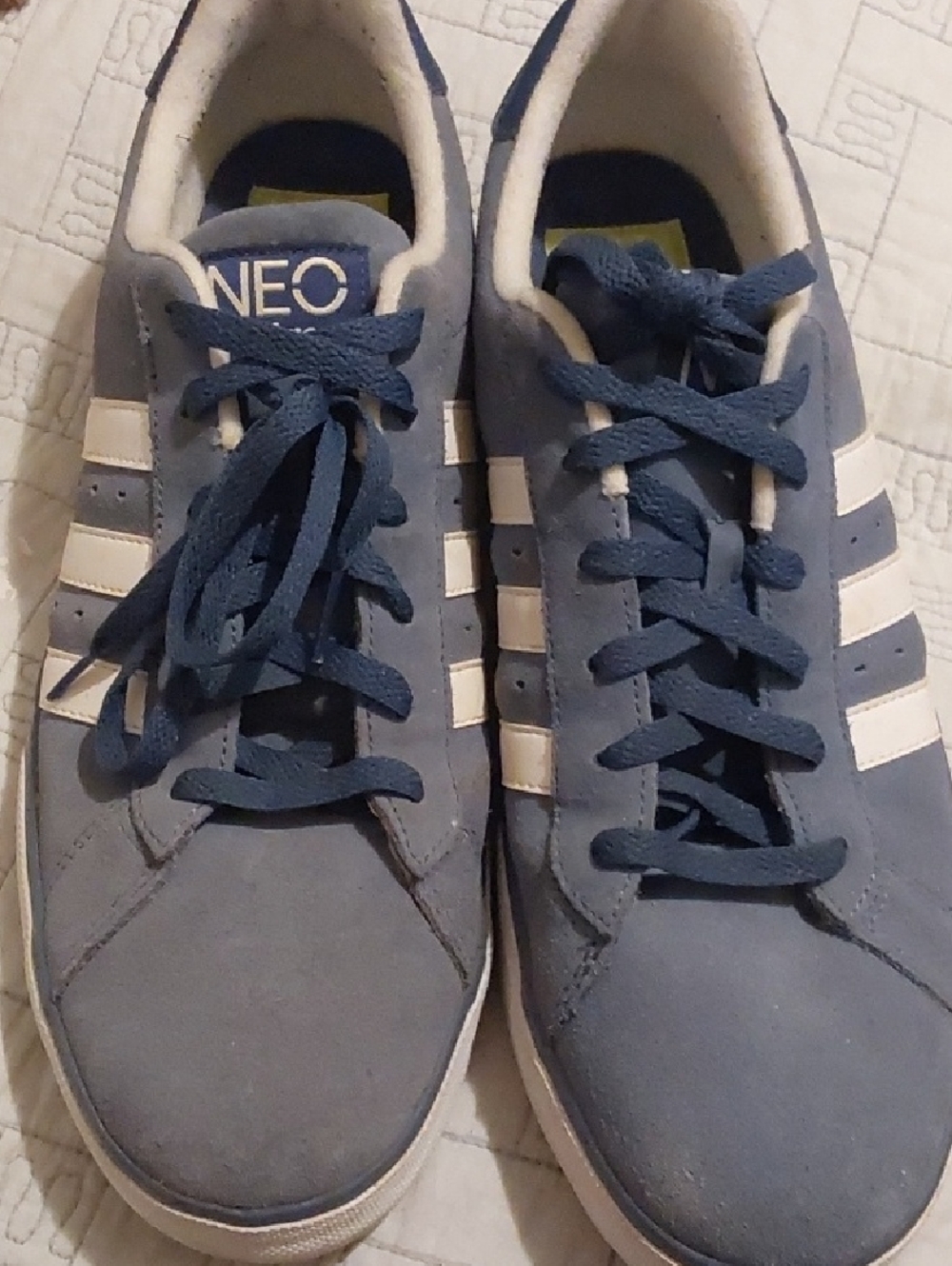 Adidas Men's Blue Lace-Up Casual Sneakers with White Stripes